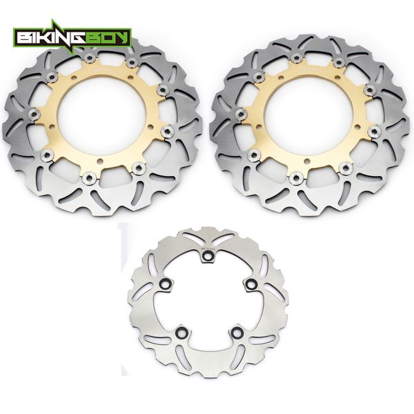 

bikingboy for yamaha yzf r6 yzf-r6 2003 2004 03 04 round wavy floating front rear brake discs disks rotors