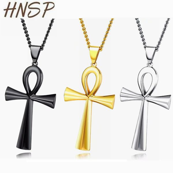 

hnsp 55cm chain cross necklace pendant for men gold silver black 3 color necklaces male