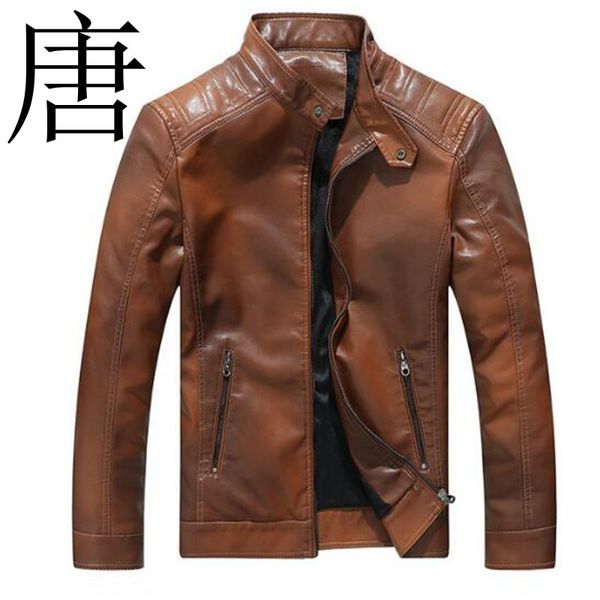 

tang cool leather jackets 2019 new spring autumn pu leather jacket mens casual outwear male motorcycle biker jackets, Black
