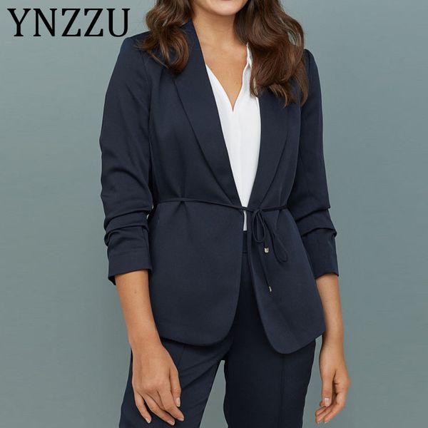 

ynzzu 2019 fall women blazers and jackets solid blazer women lace up blazer cape plus size long sleeve suit coat a1057, White;black