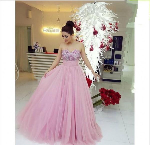 

pink celebrity dresses 2019 new a line sweetheart beaded embroidery tulle sweep train evening dresses vestidos de noche, Black;red