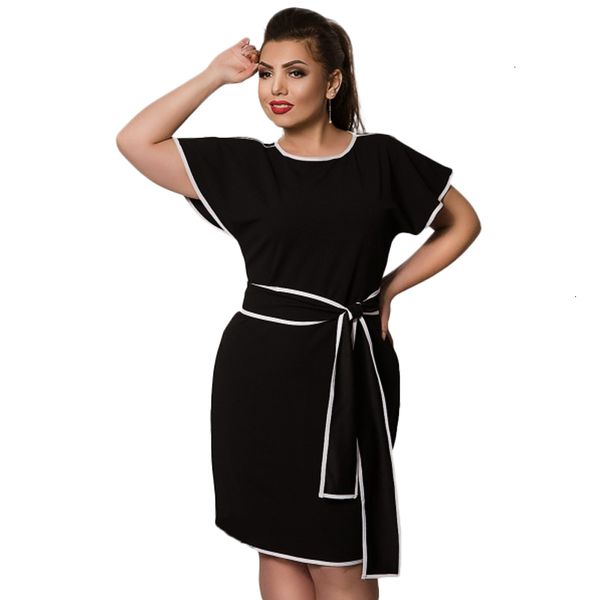 

womens clothes ladies dresses plus size 4xl 5xl 6xl women elegant office summer solid ruffles solid dress big large clothing vestidos, Black;gray