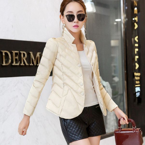 

2019 зима нового моды костюм воротник ремонт небольшого хлопок пиджак толстая теплая профессиональная зимняя куртка женщин хлопок одежда w77, Black