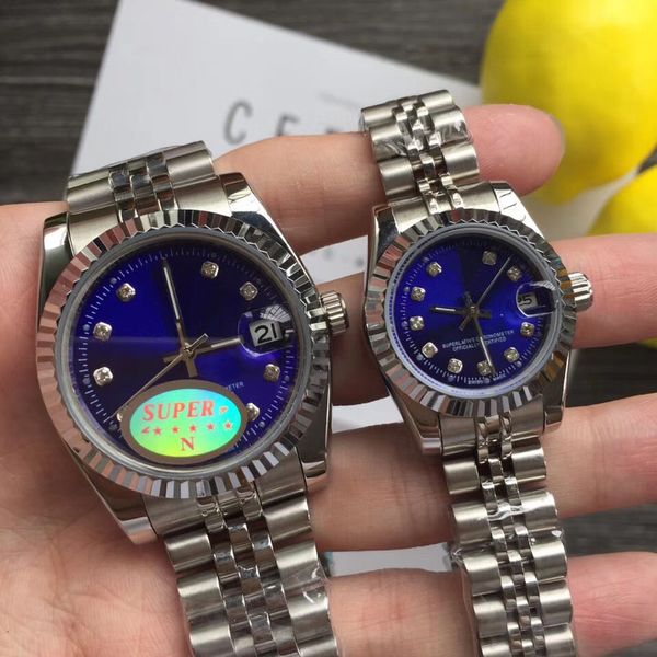 

36 mm and 26 mm brand rox automatic mechanical watch stainless steel folding buckle mens luxury watches womens fashion lady watch, Slivery;brown