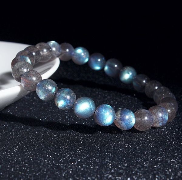 

natural labradorite moonstone bracelets for women 6-8mm bracelets for girls natural stone round beads bracelet women jewelry 5a, Golden;silver