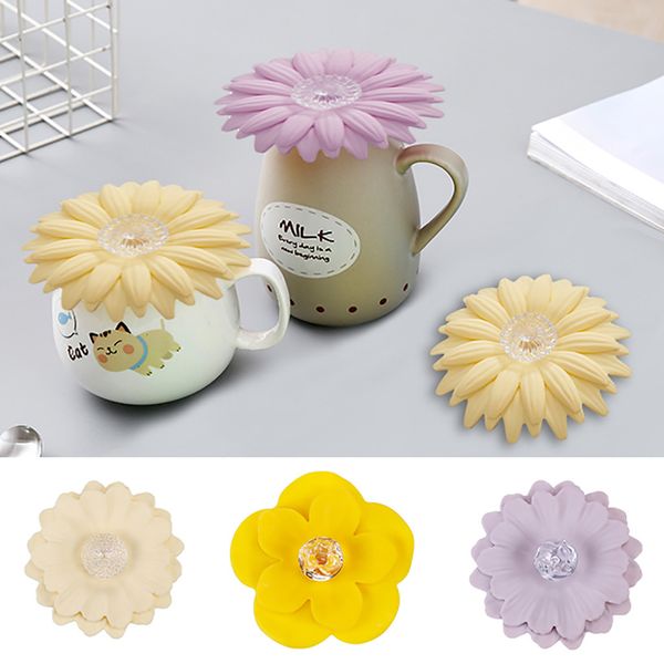 

tenske silicone flowers shaped cup cover drink cup coffee cup suction cover home decor seal insulation bottle silicone cap st