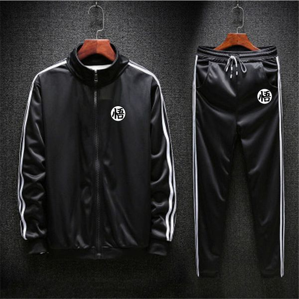 

men sports suits running set jacket+pants sets 2pc tracksuit sportswear hoodies sweatshirt &pant suit male + bottoms, Black;blue
