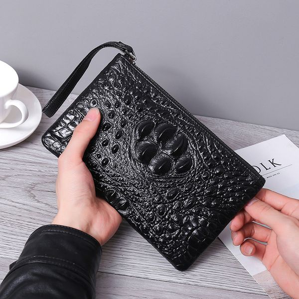 

tide new layer cowhide thin men's clutch crocodile pattern clutch bag envelope wallet