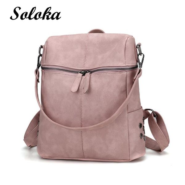 

fashion women backpack pu leather female school bags shoulder bag for teenagers girls handle backpacks bookbag