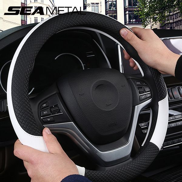 

leather car steering-wheel cover 37cm-38cm car-styling interior accessories sport auto steering wheel covers anti-slip universal