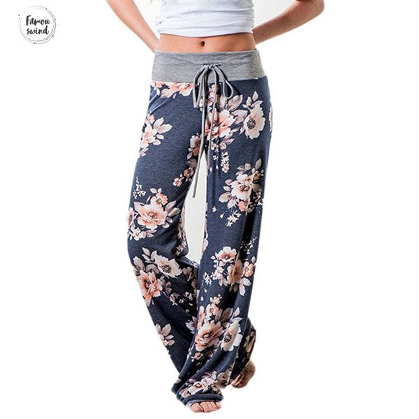 

осень женщины цветок длинные брюки шнурком широкие брюки ноги свободные прямые брюки для печати брюки размер женщины plus, Black;white