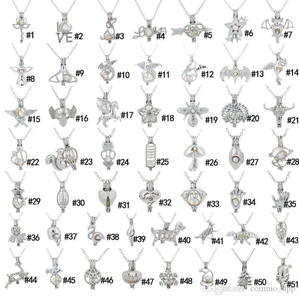

2019 pearl cage pendant necklaces love wish oyster natural pearl open hollow locket charm silver chain for women fashion jewelry in bulk