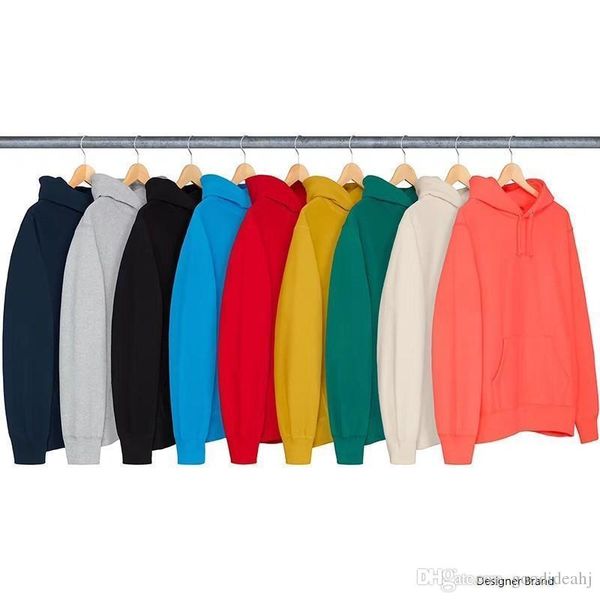 

18fw box logo trademark hooded sweatshirt men women embroidery couple outfit fashion casual street outwear solid hoodies hfttwy054, Black