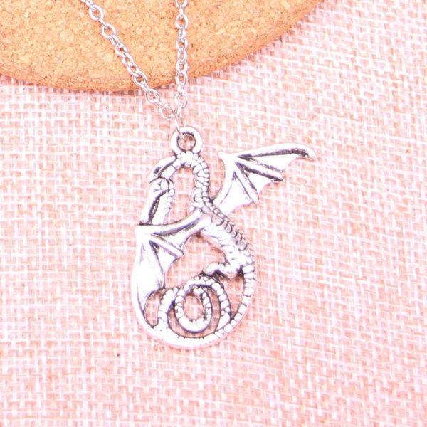 

new fashion antique silver pendants 37*30mm dragon loong necklace handmade necklace gift