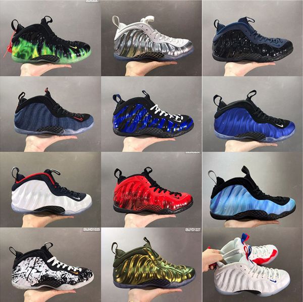 

nk air foamposite pro penny hardaway basketball shoes men foam one floral snakeskin big bang sequoia lunar new year galaxy 2.0 casual shoe, Black