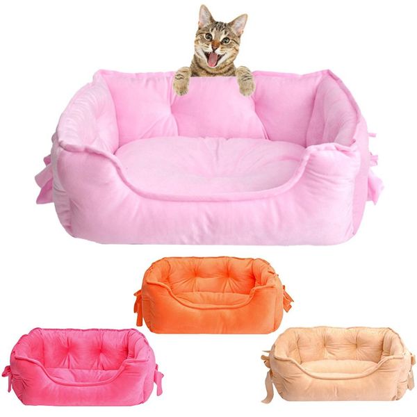 

bowknot dog sleeping basket nest cat puppy warm soft bed sofa house pet supplies