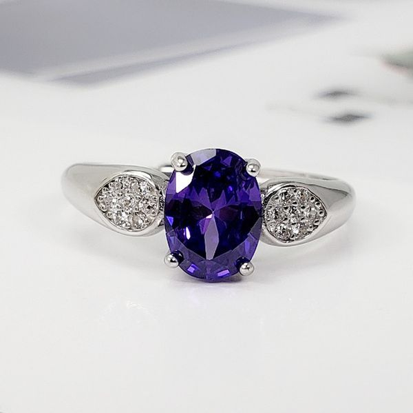 

cr jewelry sterling silver blue z women's zirconia ring cushion checkerboard cut gemstone birthstone jzr2ss015, Golden;silver