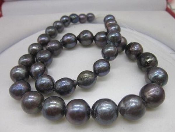 

huge 12-15mm south sea genuine purple pink 925 silver pearl necklace 18