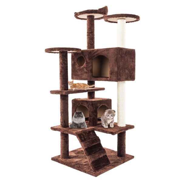 

52" Cat Tree Tower Condo Furniture Scratching Post Pet Kitty Play House Brown