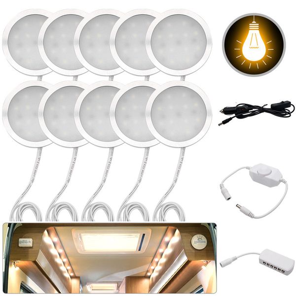 

10pcs 12v car interior lights 2.5w for t4 t5 camper van caravan motorhome car warm led lights 3000k reading lamp