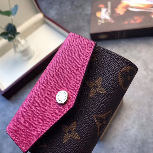 

mini wallet womens fashion style wallet famous women brand purse coated real leather small wallets with letter old flower new arrival 10, Red;black