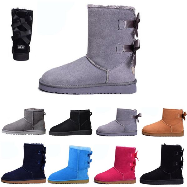 

fashion women designer boots classic snow boots girl australia chestnut black ankle short bow fur boot womens winter boot 36-41