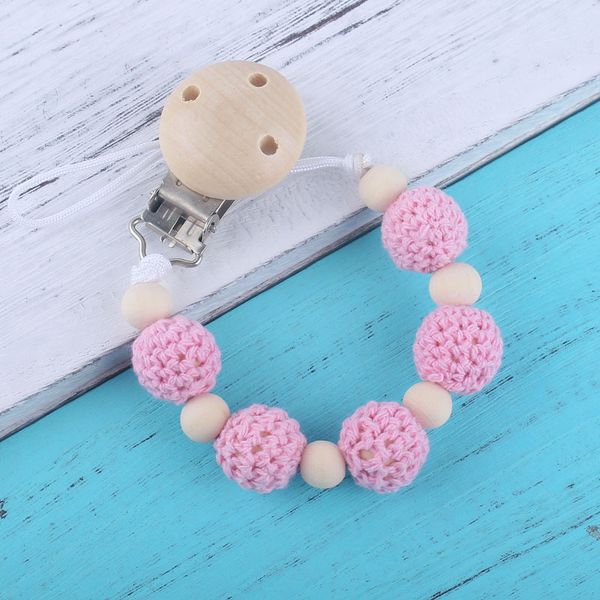 

natural wood beads pacifier clip crochet wooden beaded binky clip organic dummy clips pacifier holders baby shower gifts