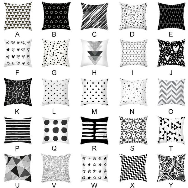 

45cm*45cm black and white geometric decorative pillowcases polyester throw pillow case striped geometric pillowcase l0724