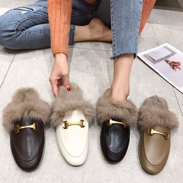 

women flat slippers slip on mules brand designers 2019 fashion luxury rivet t-strap slides slip on loafers mules