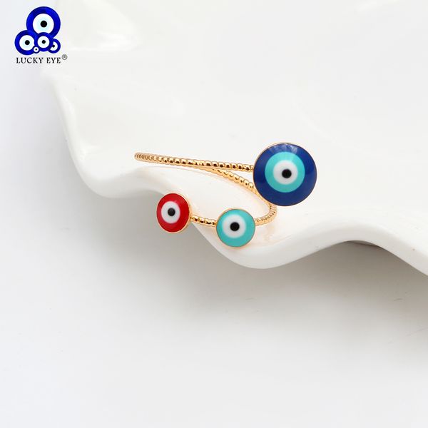 

Jewelry & Accessories Lucky Eye Red Blue Evil Eye Gold Color Finger Ring Copper Open Ring for Women Female Adjustable Wedding, Golden;silver