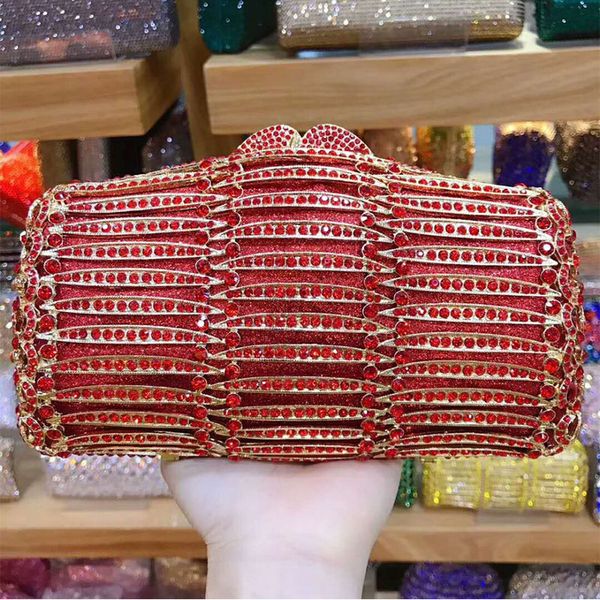 

красный rhinestone кристалл свадебный кошелек выдалбливают сцепления gemstone алмазные женщин вечерние клатчи плечо мини-сумки