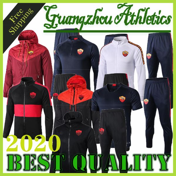 

2019 2020 roma tracksuit soccer jacket set chaqueta de fÃºtebol 2019 2020 tracksuit totti de rossi as roma football jacket full zipper, Black;blue