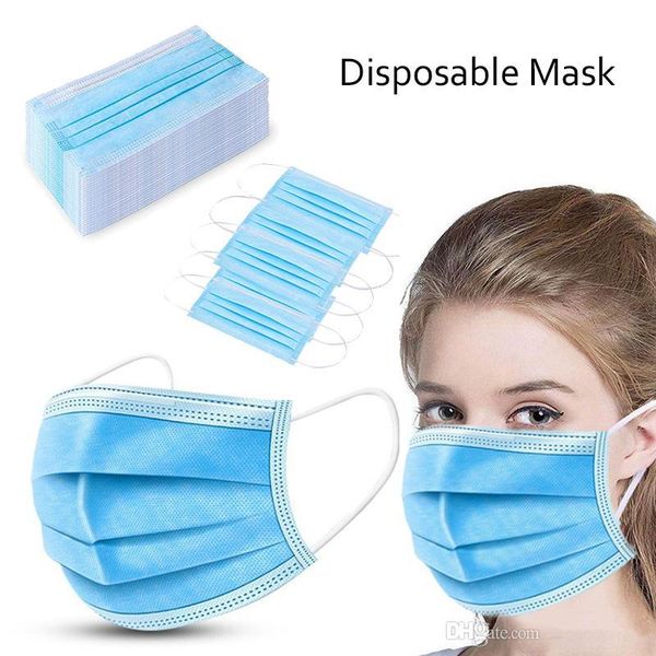 

disposable mask 3-layer protective face mask 3-ply non-woven anti pm2.5 soft breathable facial ear-loop dust mouth mask in stock 2020