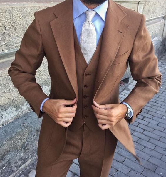 

brand new brown groom tuxedos notch lapel groomsman wedding 3 piece suit fashion men business prom jacket blazer(jacket+pants+tie+vest) 2274, Black;gray
