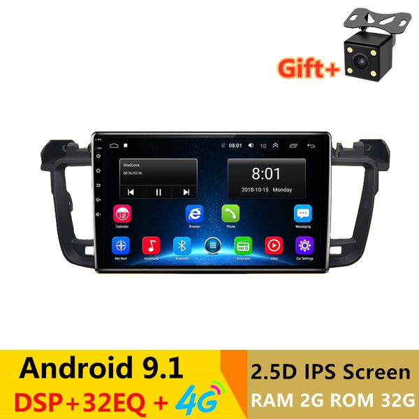 

9"2.5d ips android 9.1 car dvd multimedia player gps for 508 2011 2012 13 14 -2017 radio with dsp 32eq stereo navigation