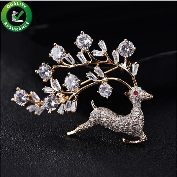 

jewelry designer brooches crystal luxury brooches men women fashion wedding accessories christmas deer brooch pins xmas gift animal charms, Gray