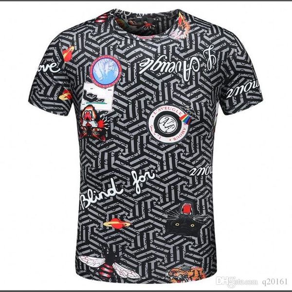 

2018 new t-shirt brand fashion men's clothing casual summer short sleeve tees shirt round collar snake printed t-shirts, White;black