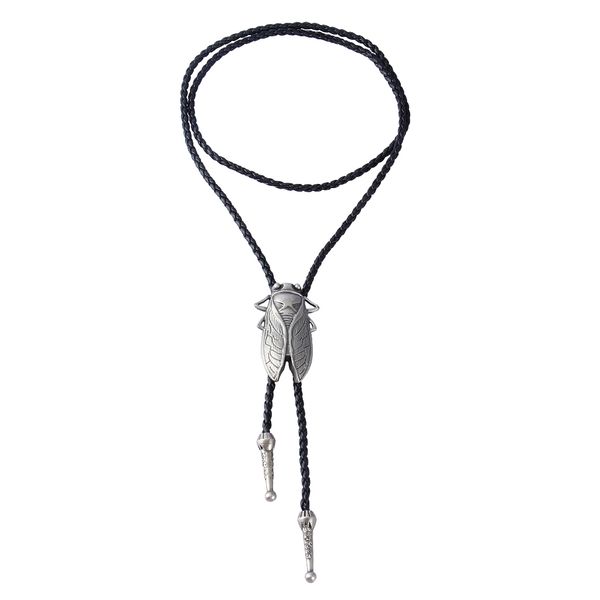 

retro collar bolo tie necktie pu adjustable chain with animal insect charm pendant for wedding party daily-wear, Silver