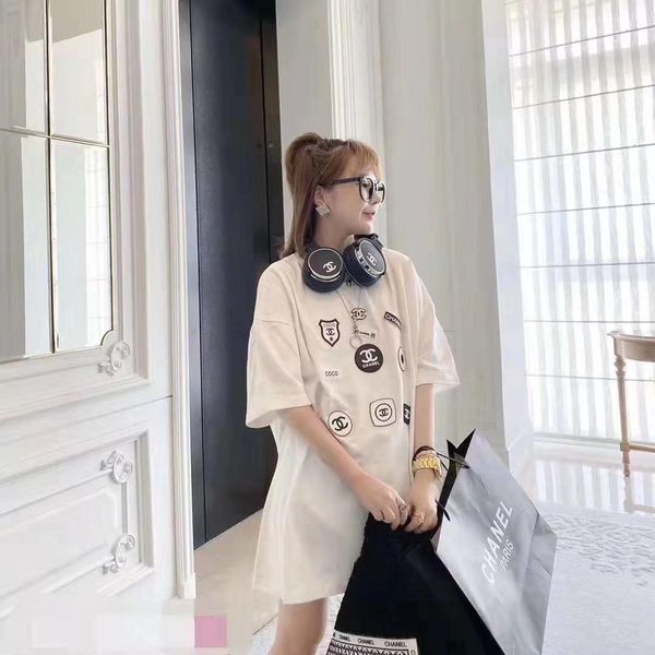 

2020 new fashion women's loose casual wear t-shirt web celebrity same short-sleeved monogram print thin bottom t-shirt loose casual wom, White