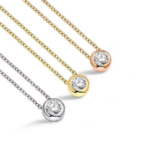 

sterling silver s925 cubic zirconia 1 6.5mm round solitaire cz pendant necklace