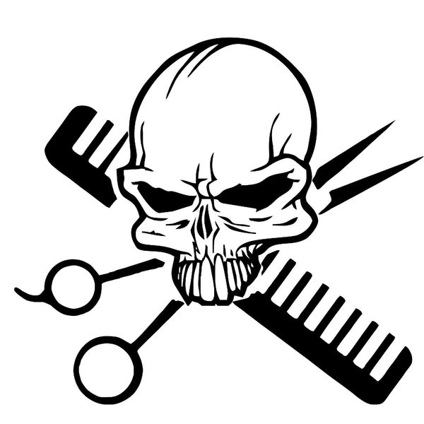 2019 Hair Skull Stylist Beauty Parlor Salon Car Truck Window Wall