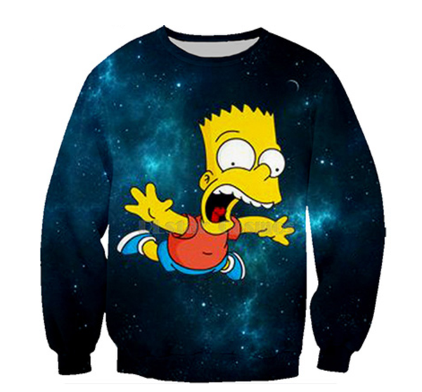 

2019 cartoon character simpsons fashion sweatshirt 3d printed sweatshirt men women long sleeve tracksuit pullover harajuku b219, Black