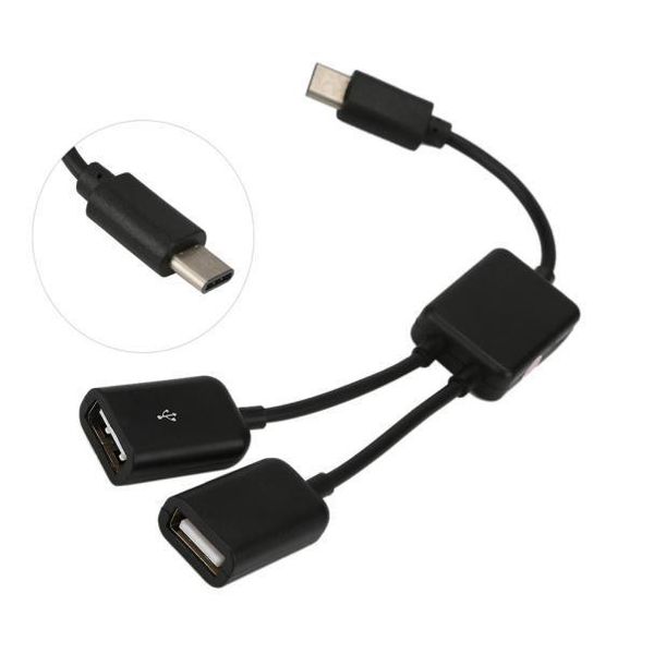 

usb 3.1 type c usb-c to dual 2 port hub adapter for pc laptablet bk