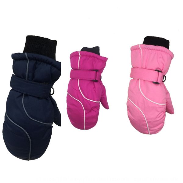 

children's thickened warm splicing ski winter cute waterproof windproof outdoor medium warm and gloves children's gloves, White