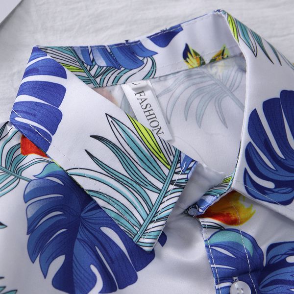 

klv 2020 mens summer fashion casual cool beach stand collar strip print short sleeve hawaiian shirt camisas masculina 0309, White;black