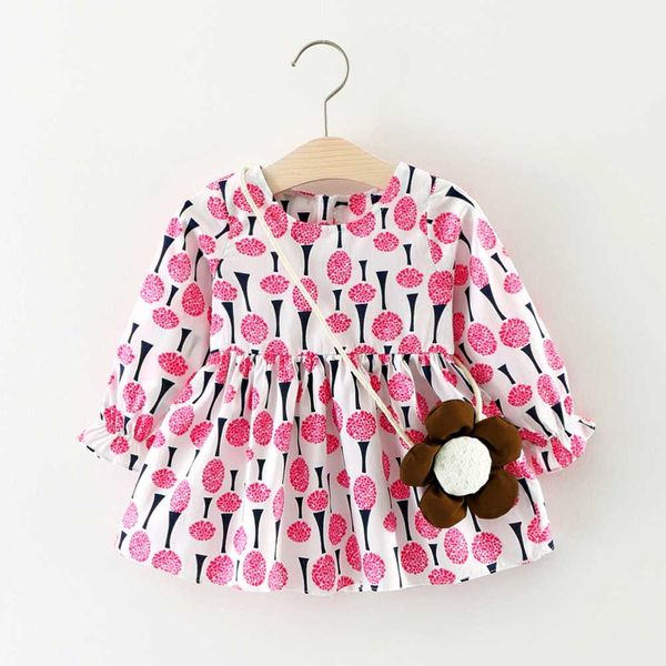 

cute toddler baby girl full sleeve print dress gallus dress sukienka niemowlak 1st birthday kiz bebek elbise baby gown, Red;yellow