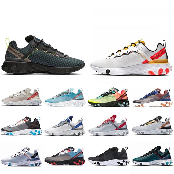 

tour yellow react element 87 55 running shoes men women game royal sail triple black white taped seams mens trainers sneaker
