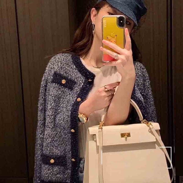 

single-breasted knit cardigan long-sleeved o-neck jacket runway buttons faux pockets coat autumn winter fashion 2019, Black;brown