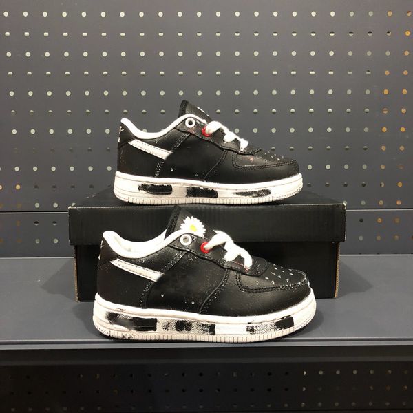 

2019 air 1 forces peaceminusone big kids tripler running shoes one children boys girls casual kids trainers luxury sneakers sports trainers, Black