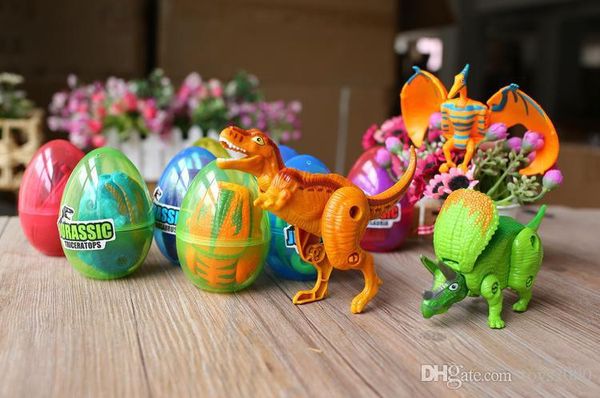 12PCS / Lot Dinosaur World Dinosaur Egg Deformed Ultraman Divertenti uova di Pasqua Aiuta i bambini a esplorare giocattoli sconosciuti